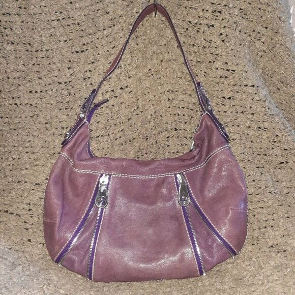 MICHAEL KORS-Plum/Purple Metallic Leather-Hobo-Shoulder-SAMPLE-OOAK-Excellent - Picture 1 of 10